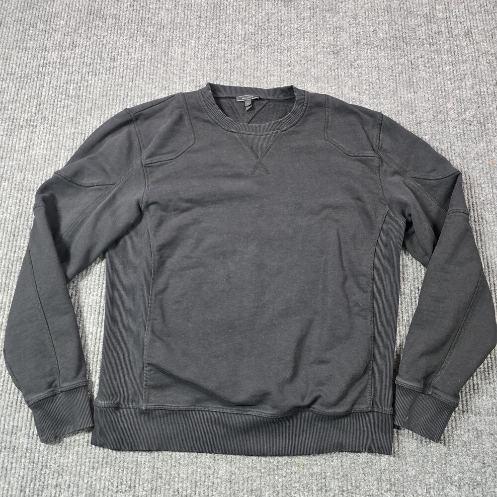 Belstaff Sweater Mens XL Black Pullover Crew Neck Fleece Heavyweight Stretch